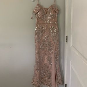 David’s Bridal Fitted Pink Prom Dress
